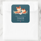 2 Kute Little Red Foxes Waterverf Design Kitchen Vierkante Sticker (Tas)