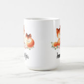 2 Kute Little Red Foxes Waterverf Design Koffiemok (Center)