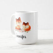 2 Kute Little Red Foxes Waterverf Design Koffiemok (Voorkant links)
