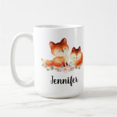 2 Kute Little Red Foxes Waterverf Design Koffiemok (Links)