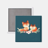 2 Kute Little Red Foxes Waterverf Design Magneet (Voorkant / Achterkant)