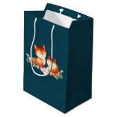 2 Kute Little Red Foxes Waterverf Design Medium Cadeauzakje (Achterkant Gekanteld)