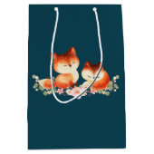 2 Kute Little Red Foxes Waterverf Design Medium Cadeauzakje (Voorkant)