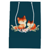 2 Kute Little Red Foxes Waterverf Design Medium Cadeauzakje (Achterkant)