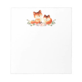 2 Kute Little Red Foxes Waterverf Design Notitieblok