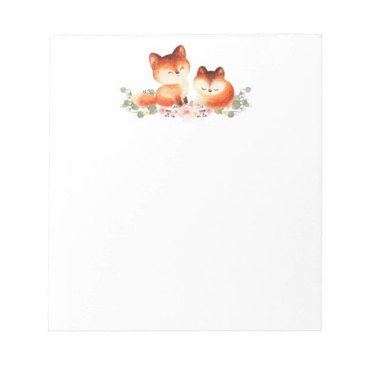 2 Kute Little Red Foxes Waterverf Design Notitieblok (Voorkant)