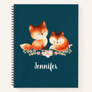 2 Kute Little Red Foxes Waterverf Design Notitieboek