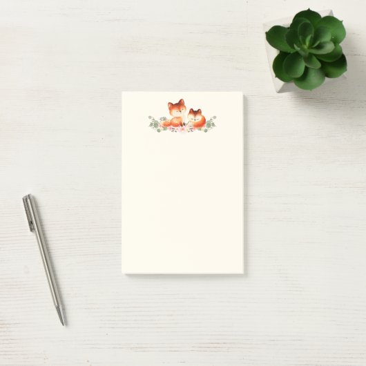 2 Kute Little Red Foxes Waterverf Design Post-it® Notes (Kantoor)