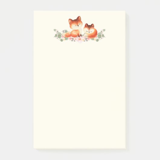 2 Kute Little Red Foxes Waterverf Design Post-it® Notes (Voorkant)