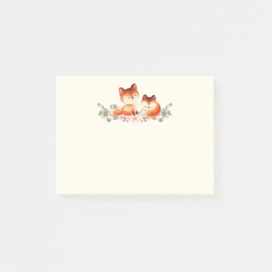 2 Kute Little Red Foxes Waterverf Design Post-it® Notes (Voorkant)