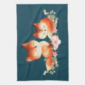 2 Kute Little Red Foxes Waterverf Design Theedoek (Verticaal)
