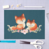 2 Kute Little Red Foxes Waterverf Design Tissuepapier (Craft)