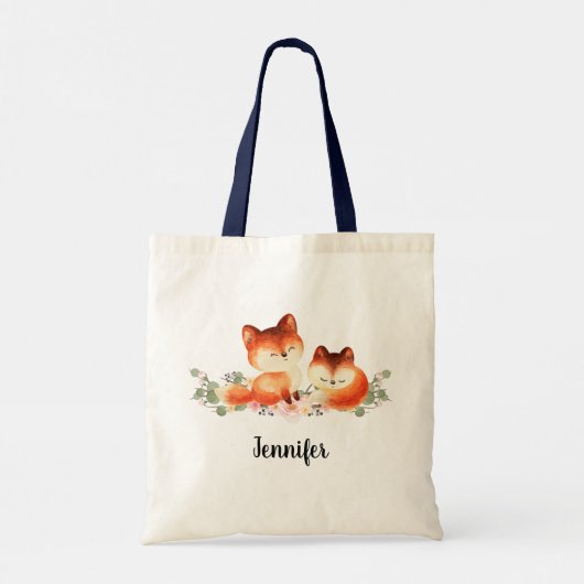 2 Kute Little Red Foxes Waterverf Design Tote Bag (Achterkant)