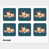 2 Kute Little Red Foxes Waterverf Design Vierkante Sticker (Vel)