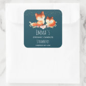2 Kute Little Red Foxes Waterverf Design Vierkante Sticker (Tas)