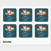 2 Kute Little Red Foxes Waterverf Design Vierkante Sticker (Vel)