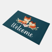 2 Kute Little Red Foxes Waterverf Design Welcome Deurmat (Schuin)