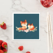 2 Kute Little Red Foxes Waterverf Servet (Insitu)