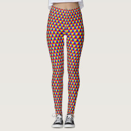 2 Laag - 3D Kubussen Rood Geel Blauw XDIY BG Wit Leggings