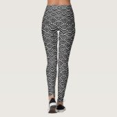 2 Laag - Art Deco Wit Doe-het-zelf BG Zwart Leggings (Achterkant)