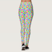 2 Laag - Multi Kleur Vierkanten XDIY BG Wit Leggings (Achterkant)