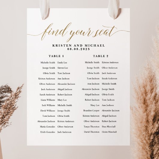 2 lange tafels Vind uw zitplaatskaart Poster