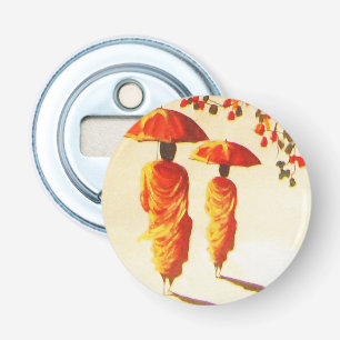 2 Laotiaanse boeddhistische monniken Button Flesopener