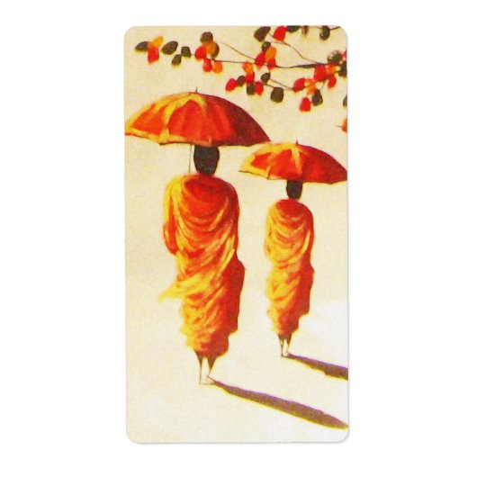2 Laotiaanse boeddhistische monniken Etiket (Voorkant)