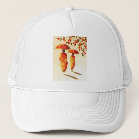 2 Laotiaanse boeddhistische monniken Trucker Pet (Voorkant)