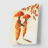 2 Laotiaanse boeddhistische monniken Vierkante Klok (Hoek)