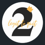 "2 Legit to Quit" Hip Hop Kids Birthday Party Ronde Sticker<br><div class="desc">Is je kleine die 2 legit krijgt om te stoppen? De tweede verjaardag van je baby is een mijlpaal op B.I.G. die vraagt om een extra speciale hiphopviering! Ons dope collectie van hiphop-feestdecoraties heeft alles wat je nodig hebt om de meest gedenkwaardige tweede verjaardag te vieren. Pak je favoriete rap...</div>