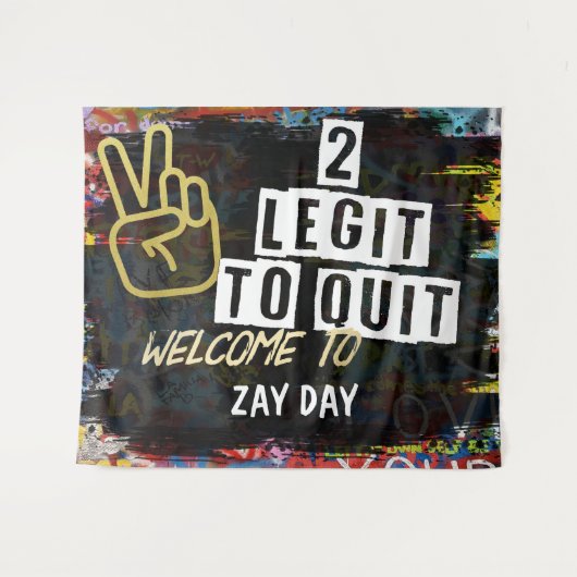 2 Legit, TWEE, Hip hop verjaardag, tweede verjaard Wandkleed (Voorkant (horizontaal))