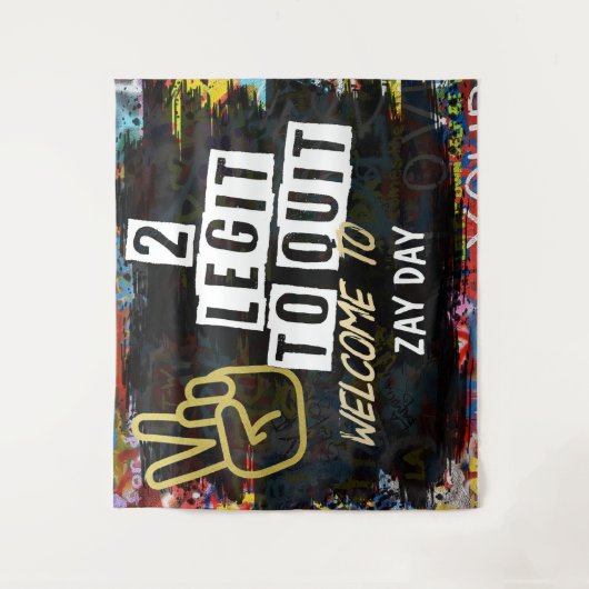 2 Legit, TWO, Hip hop Birthday, tweede verjaardag Wandkleed (Voorkant)