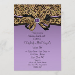 #2 Leopard Print Paarse juwelen Diamonds Sweet 16 Kaart