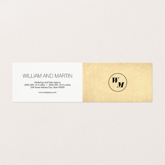 2 Letter Monogram/bedrijf Visitekaartje (Buitenkant ongevouwen)