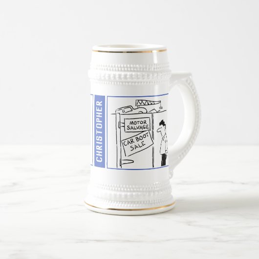 2 Leuke Auto Auto Thema Cartoons om te personalise Bierpul (Voorkant rechts)