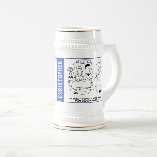 2 leuke doktersgrappen met de naam van de ontvange bierpul (Voorkant rechts)