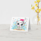 2 Leuke Kat Meowy Kerst Kaart (Gele Bloem)