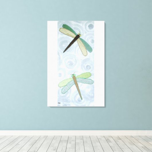 2 libellen #1 canvas afdruk (Insitu (Houten vloer))