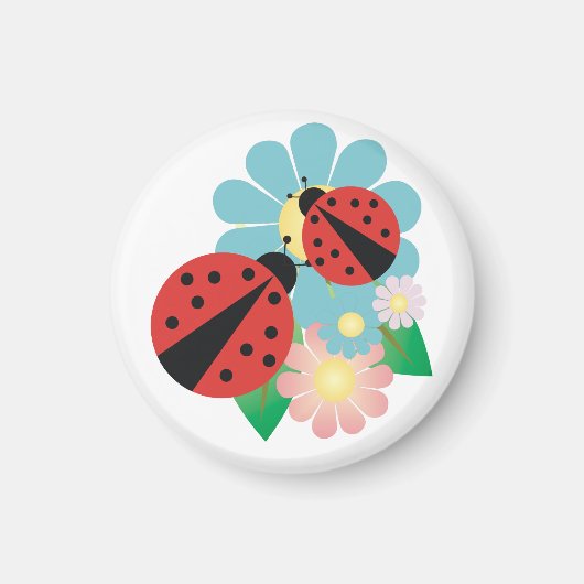 2 lieveheersbeestjes en bloemen magneet (Voorkant)