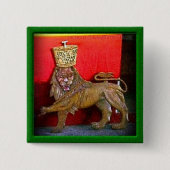 2" Lion Judah Badge Vierkante Button 5,1 Cm (Voorkant)