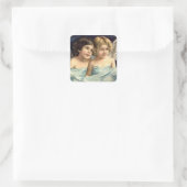 2 Little Angels Draped in Blue Vierkante Sticker (Tas)