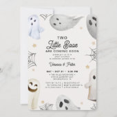 2 Little Boos Neutral Twins Halloween Baby shower Kaart (Voorkant)