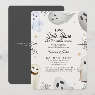 2 Little Boos Neutral Twins Halloween Baby shower Kaart