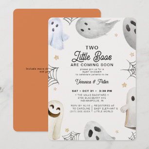 2 Little Boos Neutral Twins Halloween Baby shower Kaart