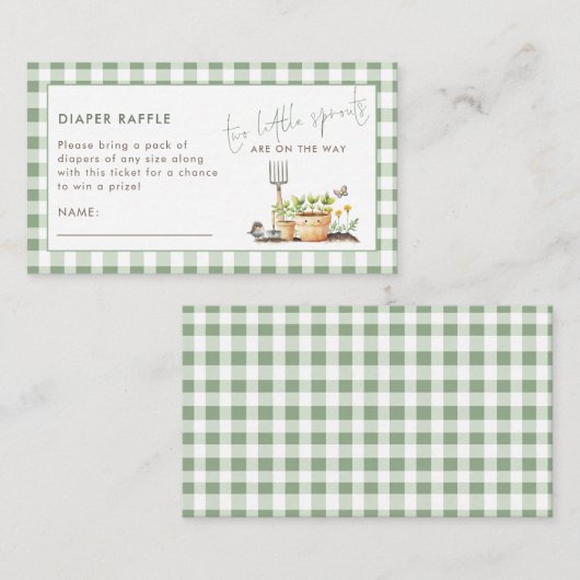 2 Little Sprouts Twins Diaper Raffle Baby Shower  Informatiekaartje (Voorkant / Achterkant)