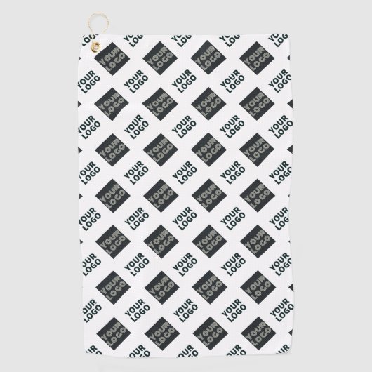 2 Logo's Diagonaal Herhalende Logo | Wit Golfhanddoek (Voorkant)