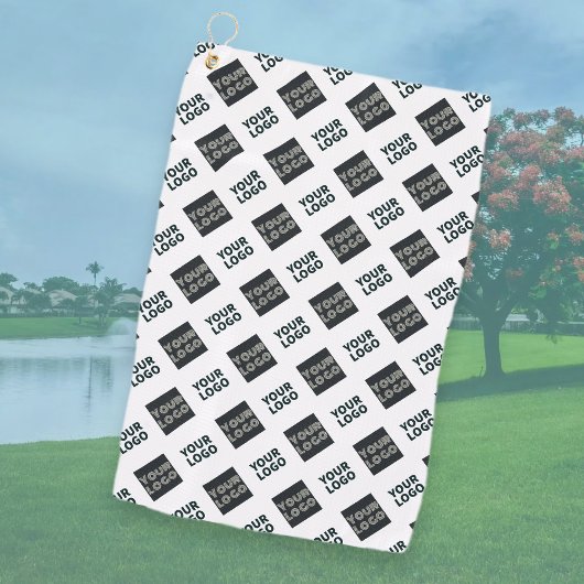 2 Logo's, Diagonaal Herhalende Logo's | Wit Golfhanddoek