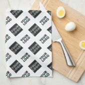 2 Logos, Diagonally Repeating Logos | White Theedoek (Quarter Fold)