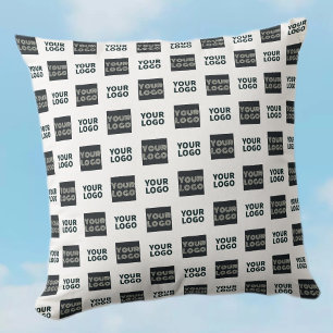 2 Logo's Eenvoudig Herhalend Logo   Wit Kussen